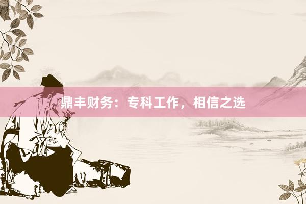 鼎丰财务：专科工作，相信之选